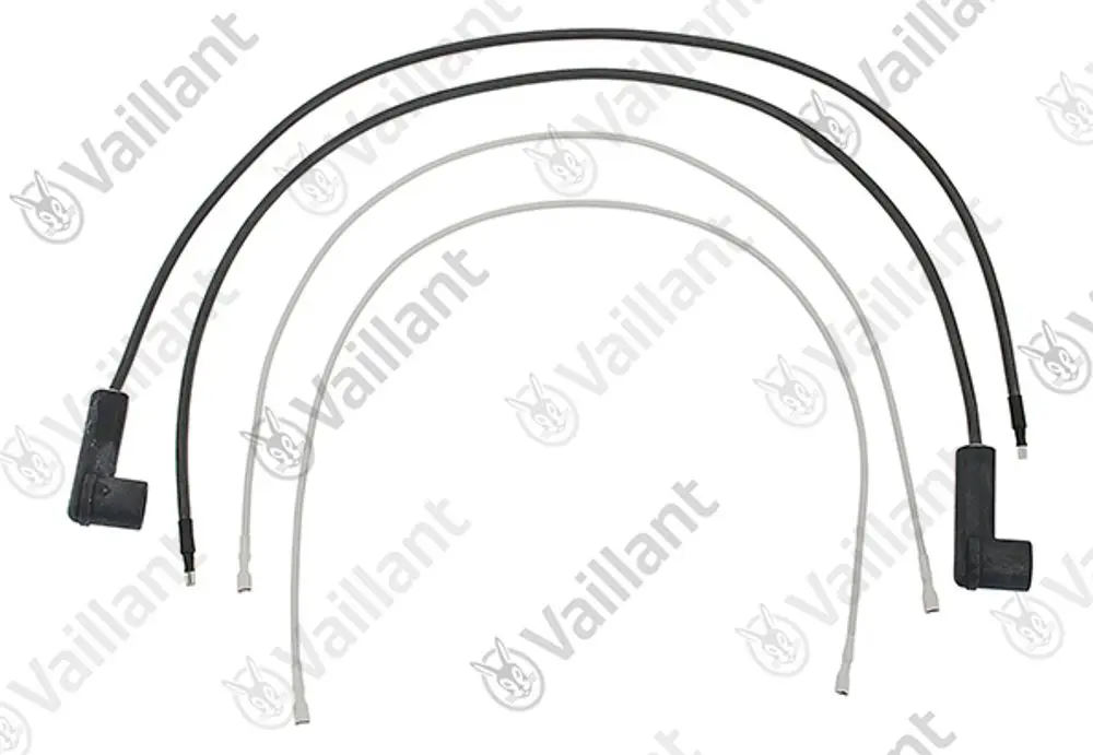 Vaillant Zündkabel in verschiedenen Farben und Längen, geeignet für spezifische Geräte. Kabel mit unterschiedlichen Anschlüssen zur elektrischen Verbindung.